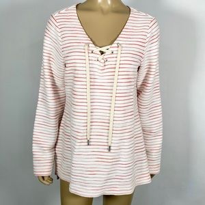Tommy Bahama Women’s Size Medium Terry Knit Lace Up Pullover Cotton Blend